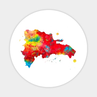 Dominican Republic Map Watercolor Painting Magnet